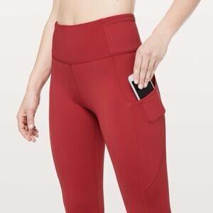 Lululemon Fast Free 7/8 Tight II Non-Reflective Nulux 25" Dark Red Size 12